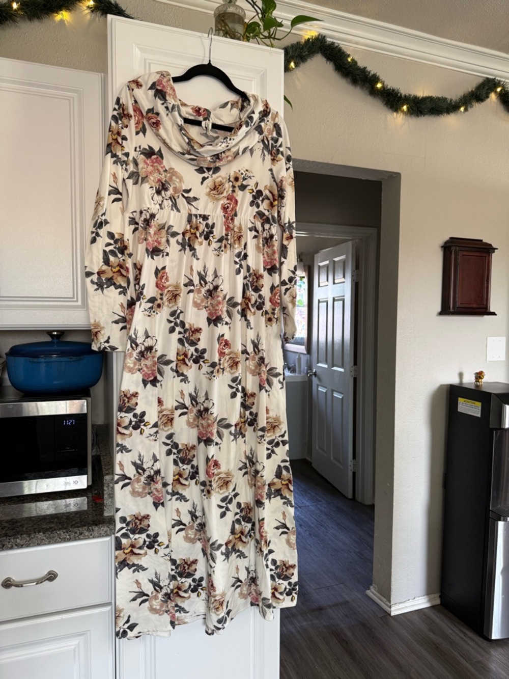Mother Bee Maternity Cream Floral Maxi Dress with Pink & Brown Blooms